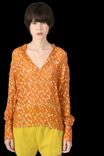 Blusa Laranja Textura Nati Vozza