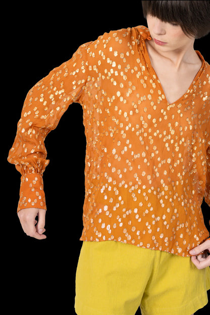 Blusa Laranja Textura Nati Vozza
