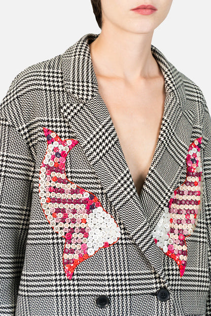 Blazer Bicolor Bordado Garimpo Adda