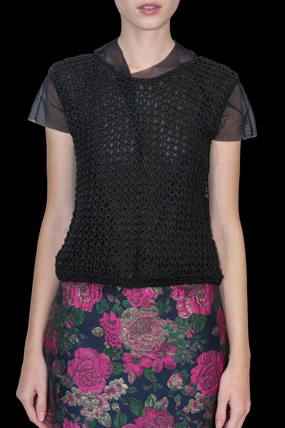 Regata Preta Crochê