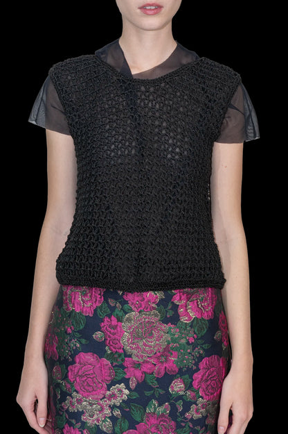 Camiseta Preta Crochê ONG VALADARES