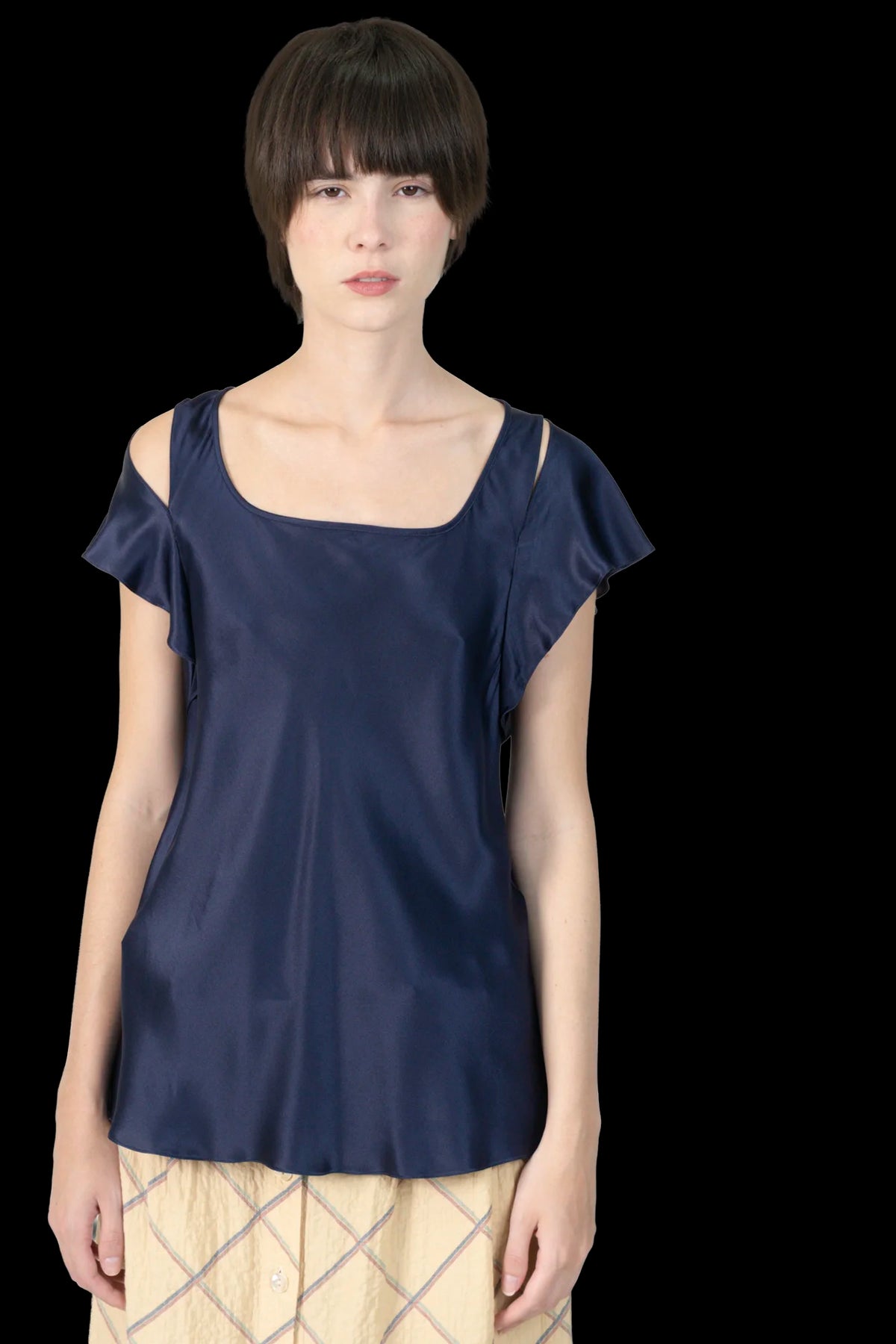 Blusa azul cetim