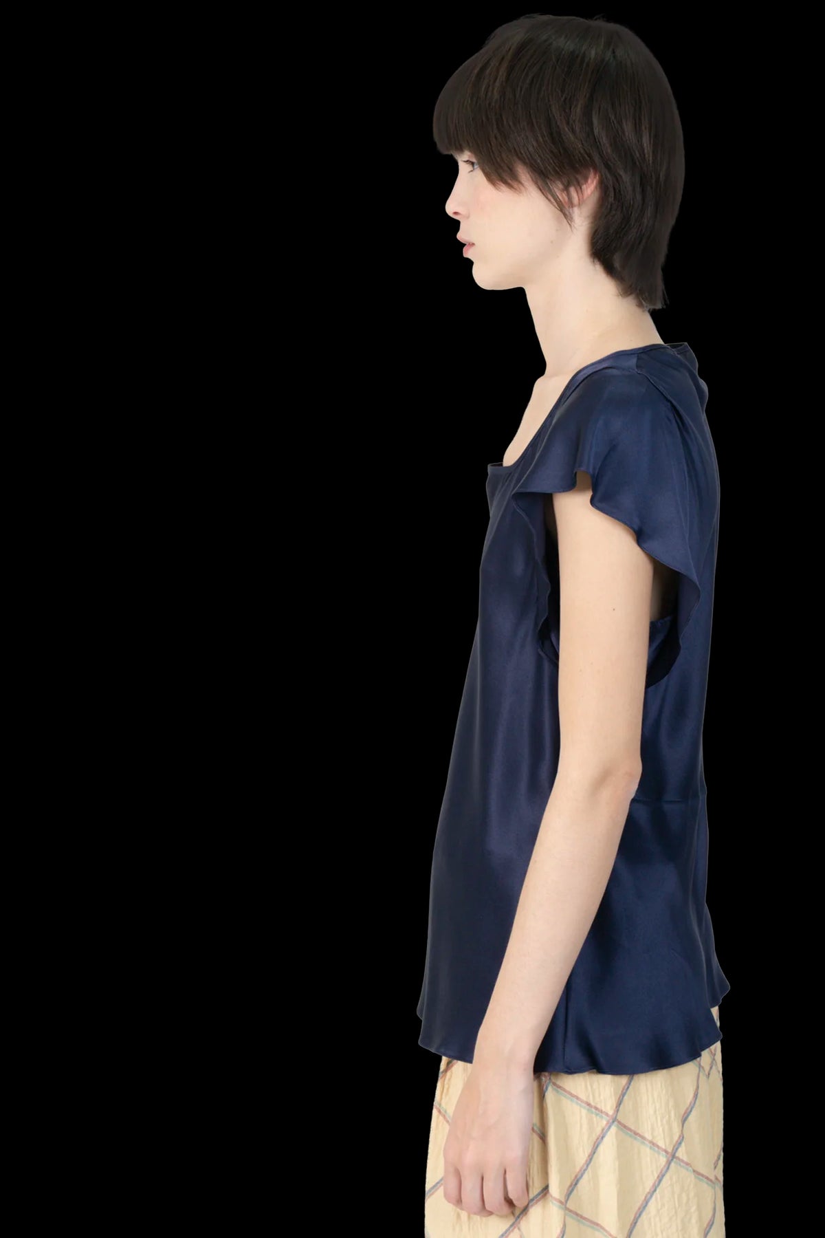 Blusa azul cetim