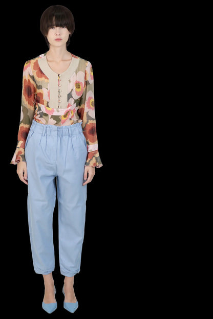 Calça azul detalhe Cris Barros