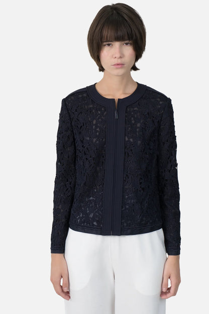 Cardigan Azul Renda Tory Burch