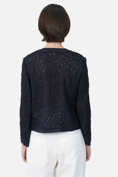 Cardigan Azul Renda Tory Burch