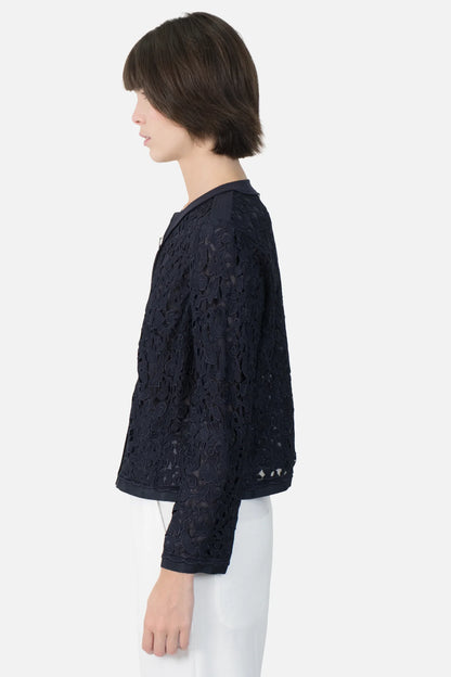 Cardigan Azul Renda Tory Burch