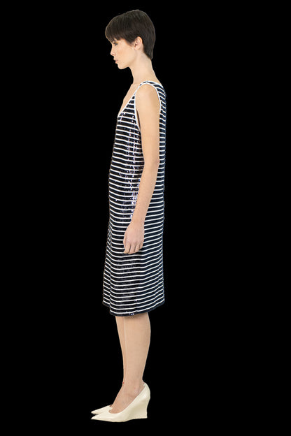 Vestido Bicolor Paetê Ralph Lauren
