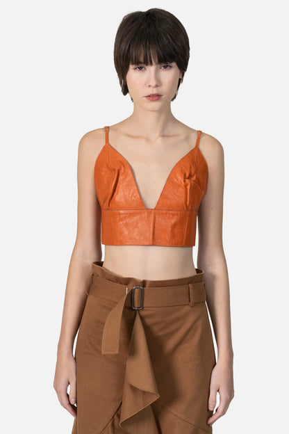 Cropped Laranja Couro Talie NK