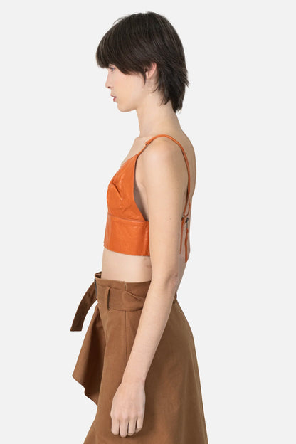 Cropped Laranja Couro Talie NK