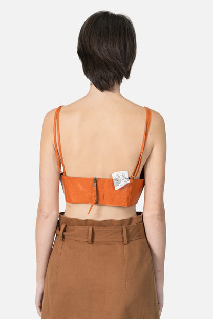 Cropped Laranja Couro Talie NK