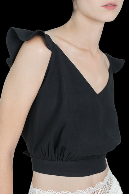 Cropped Preto Detalhe Paula Raia