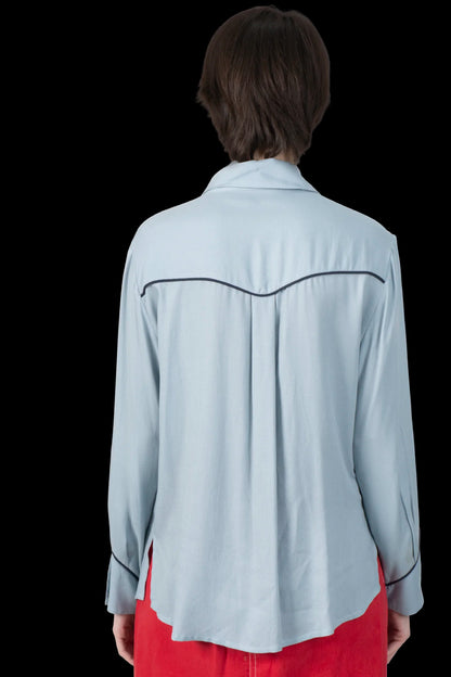 Camisa Azul Detalhe Cris Barros