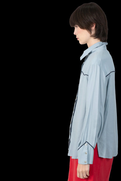 Camisa Azul Detalhe Cris Barros