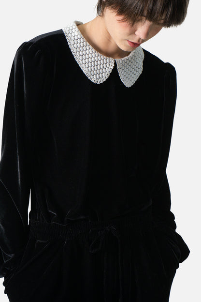 Blusa Preta Veludo Garimpo Adda