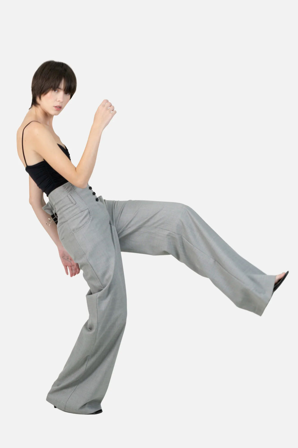 Calça Cinza Detalhe