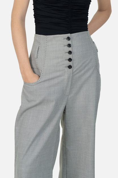 Calça Cinza Detalhe Mango