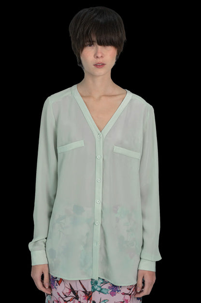 Camisa Verde Seda Mixed