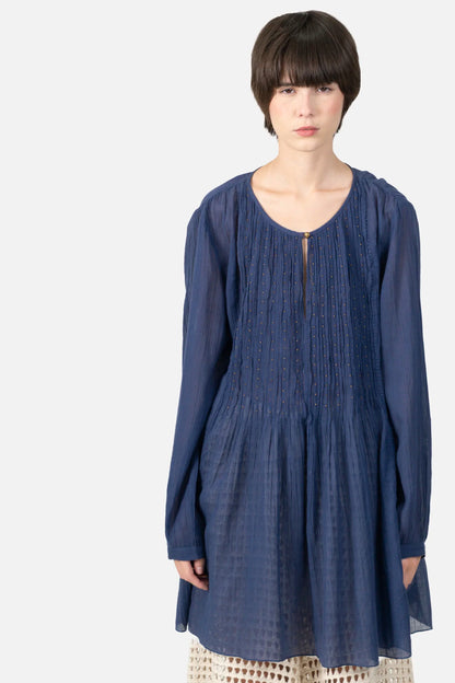 Blusa Azul Detalhe Animale