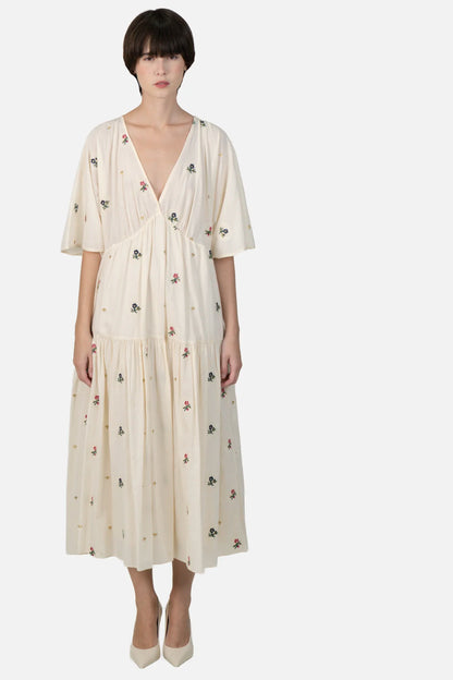 Vestido Creme Bordado Cris Barros