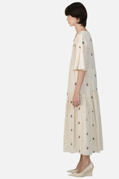 Vestido Creme Bordado Cris Barros