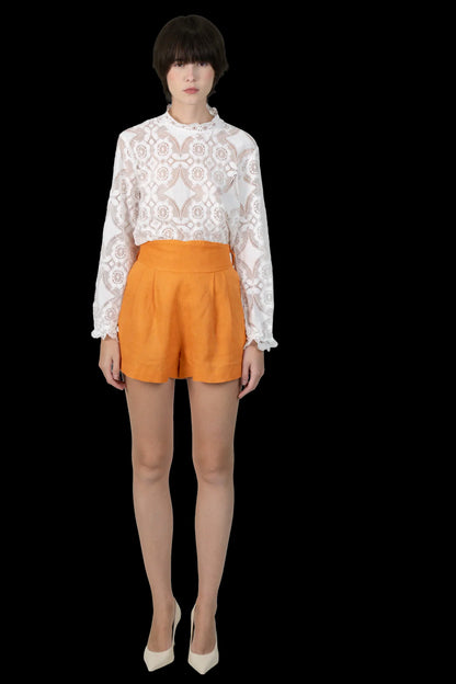 Short Laranja Linho Framed