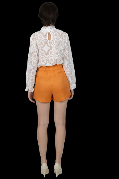 Short Laranja Linho Framed