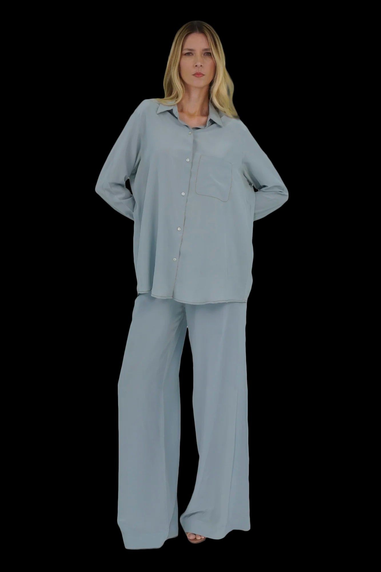 Camisa Azul Seda