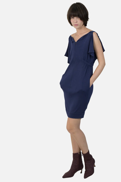 Vestido Marinho Detalhe Fendi