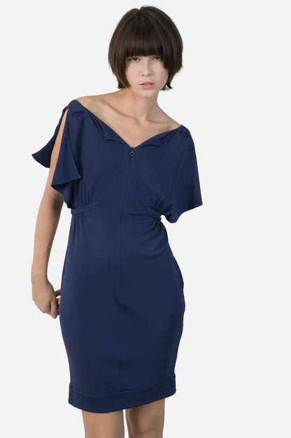 Vestido Marinho Detalhe Fendi