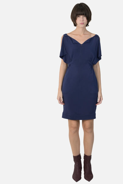 Vestido Marinho Detalhe Fendi