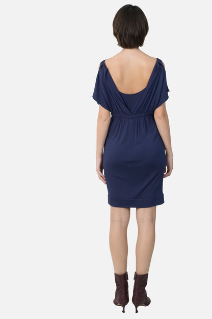 Vestido Marinho Detalhe Fendi