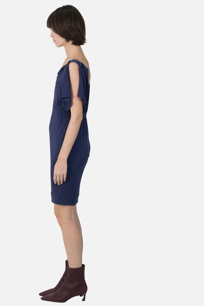 Vestido Marinho Detalhe Fendi
