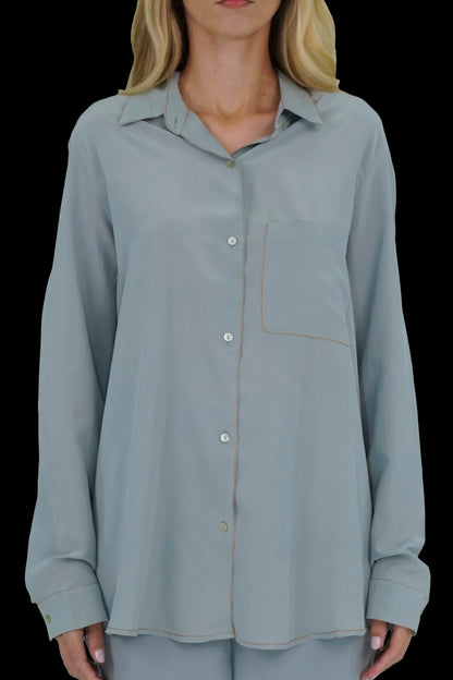 Camisa Azul Seda Lenny Niemeyer