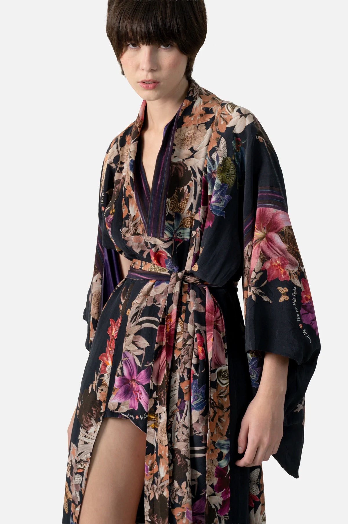 Kimono Floral Seda Helo Rocha