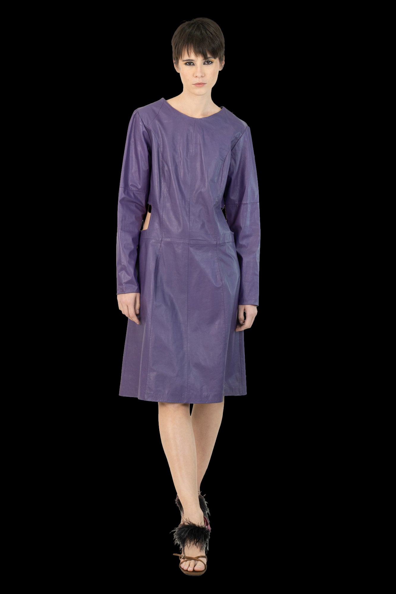 Vestido Roxo Couro