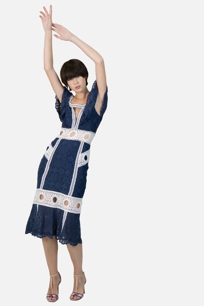 Vestido Azul Renda Iorane