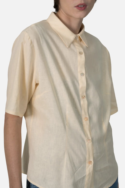 Camisa Amarela Linho Cris Barros