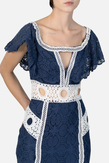 Vestido Azul Renda Iorane