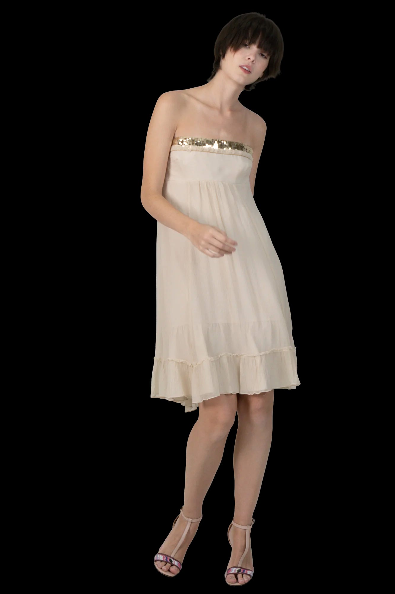 Vestido Creme Detalhe