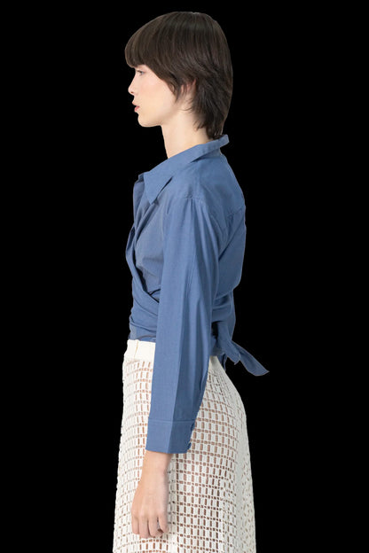 Blusa Azul Transpassada Adriana Degreas