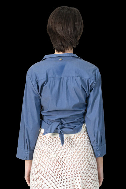Blusa Azul Transpassada Adriana Degreas