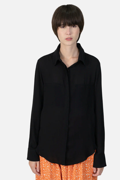 Camisa Preta Seda Talie NK