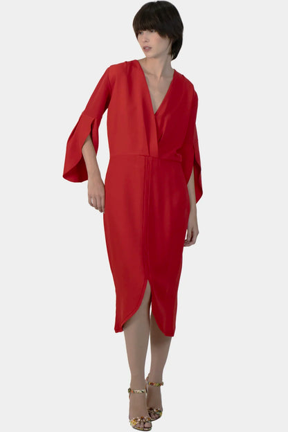 Vestido Vermelho Detalhe Mixed