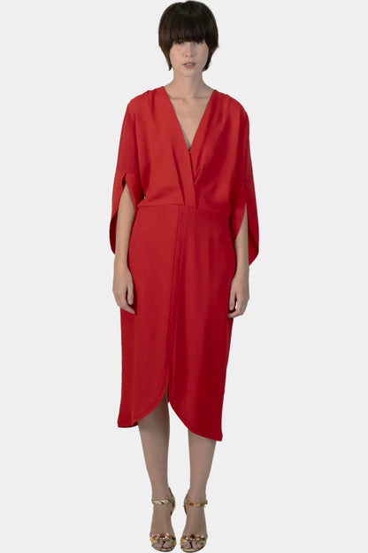 Vestido Vermelho Detalhe Mixed