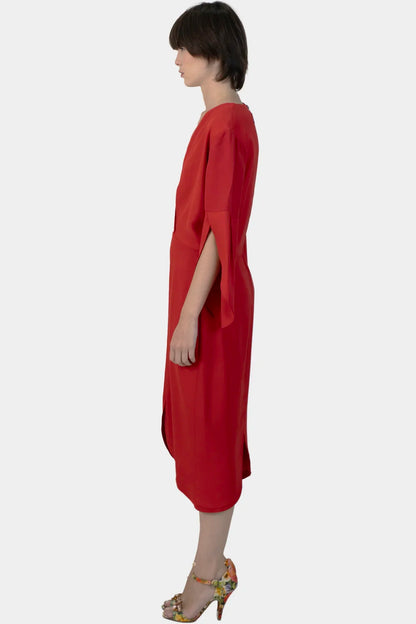 Vestido Vermelho Detalhe Mixed