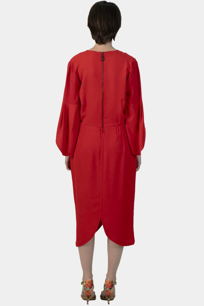 Vestido Vermelho Detalhe Mixed