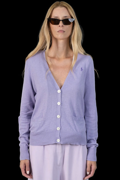Cardigan Lilas Linha Polo Ralph Lauren