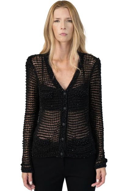 Cardigan Preto Detalhe Carol Bassi