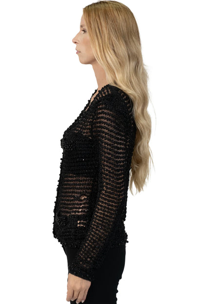 Cardigan Preto Detalhe Carol Bassi